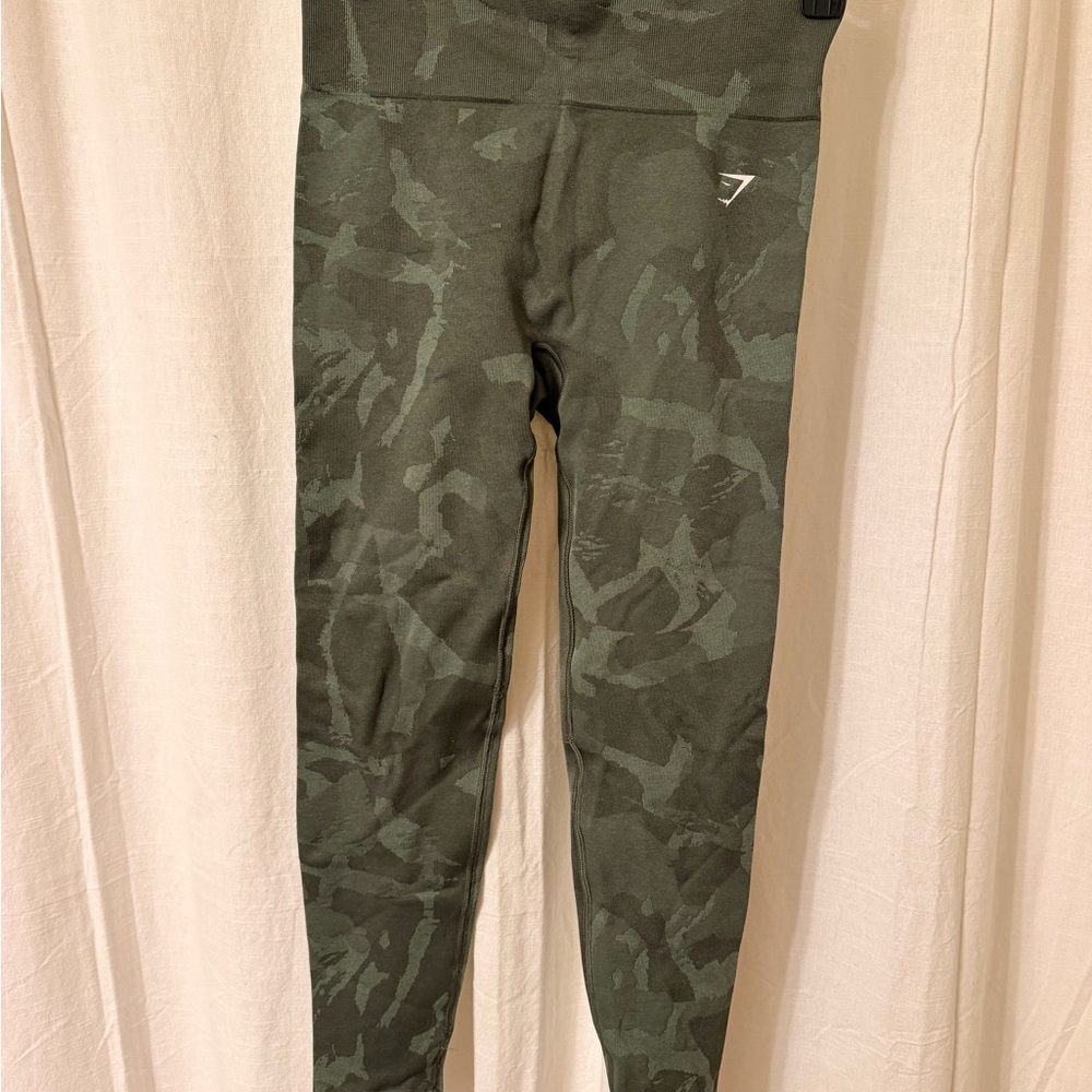 Gymshark Kids Dark Olive Camo Leggings